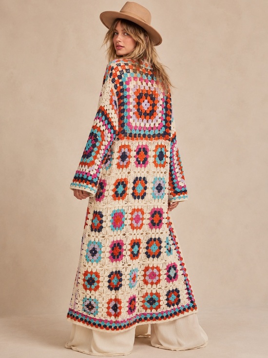 POL Jackets & Blazers - #127 New! Pol Gorgeous Boho Multi Colored Crochet Patchwork Sweater Coat